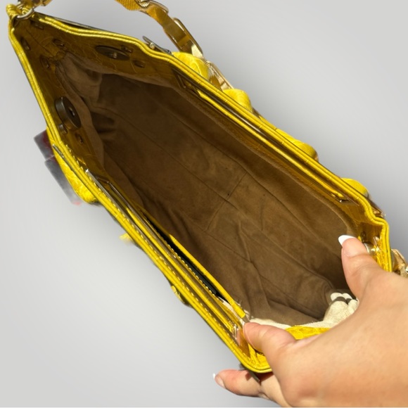 Versace Yellow Crocodile Embossed Leather Shoulder Bag 🌻 - Picture 8 of 9